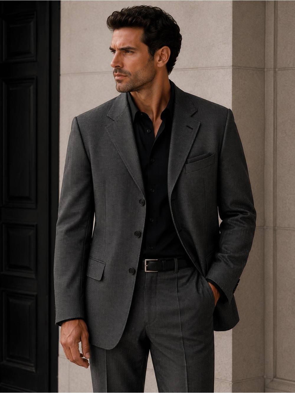 Ermenegildo Zegna Men's Dark Gray Three-Button Suit Jacket